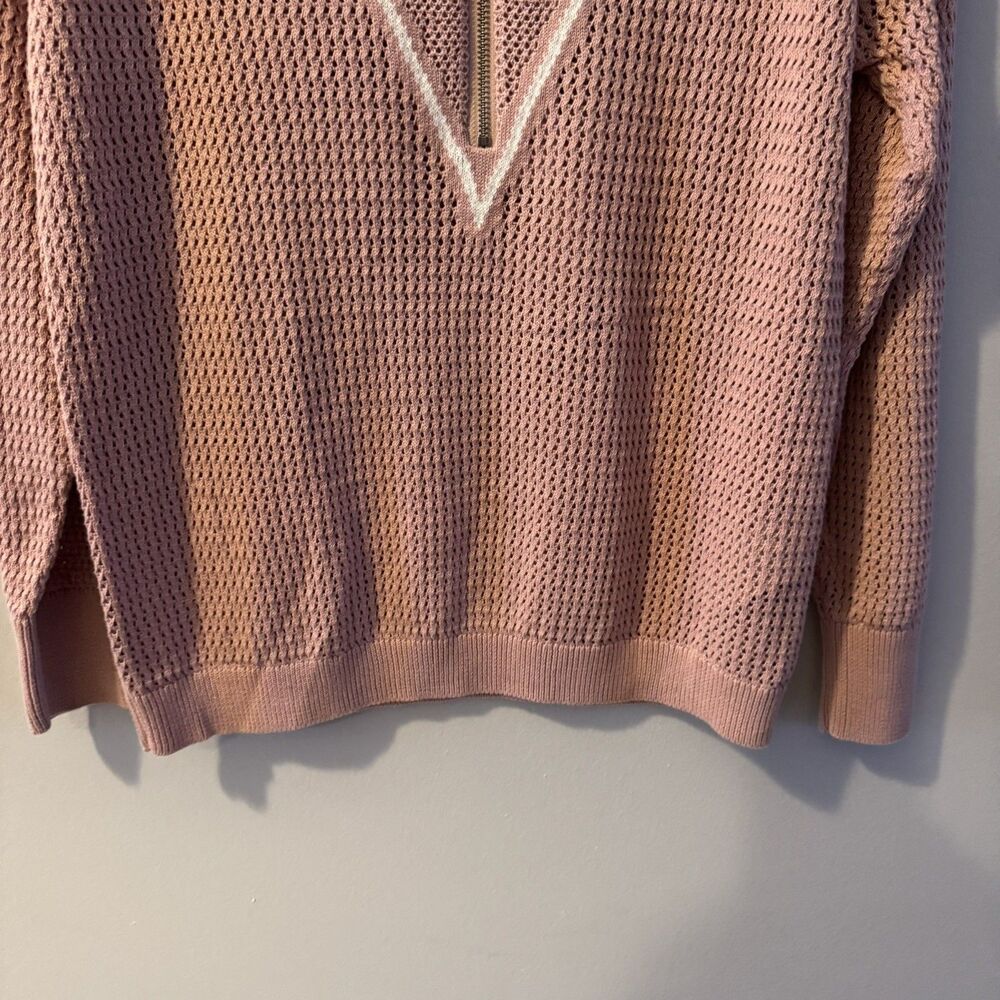 Varley Calva Knit Polo Sweater Pink Mauve V-Neck, Sheer, Small NWT - Picture 6 of 14